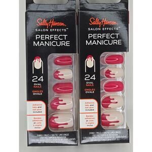 X2 Sally Hansen Salon Effects Oval Nails OV745 Plas Mania Bloody Drip With Glue